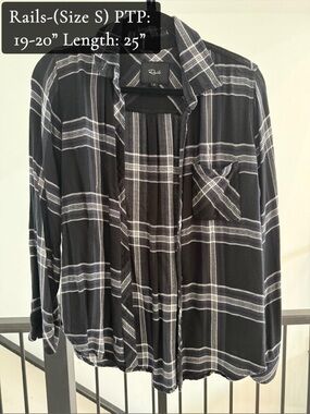 Rails Men Black and White Plaid Button-Down Shirt